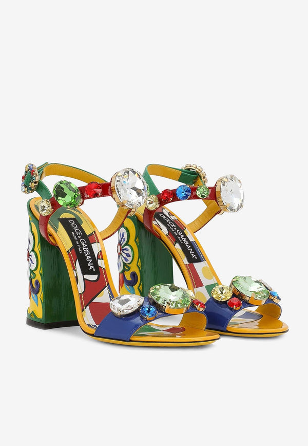 Dolce 
Gabbana Keira 105 Patent Leather Sandals with Gemstone Embellishments Multicolor CR1354 AN252 80995