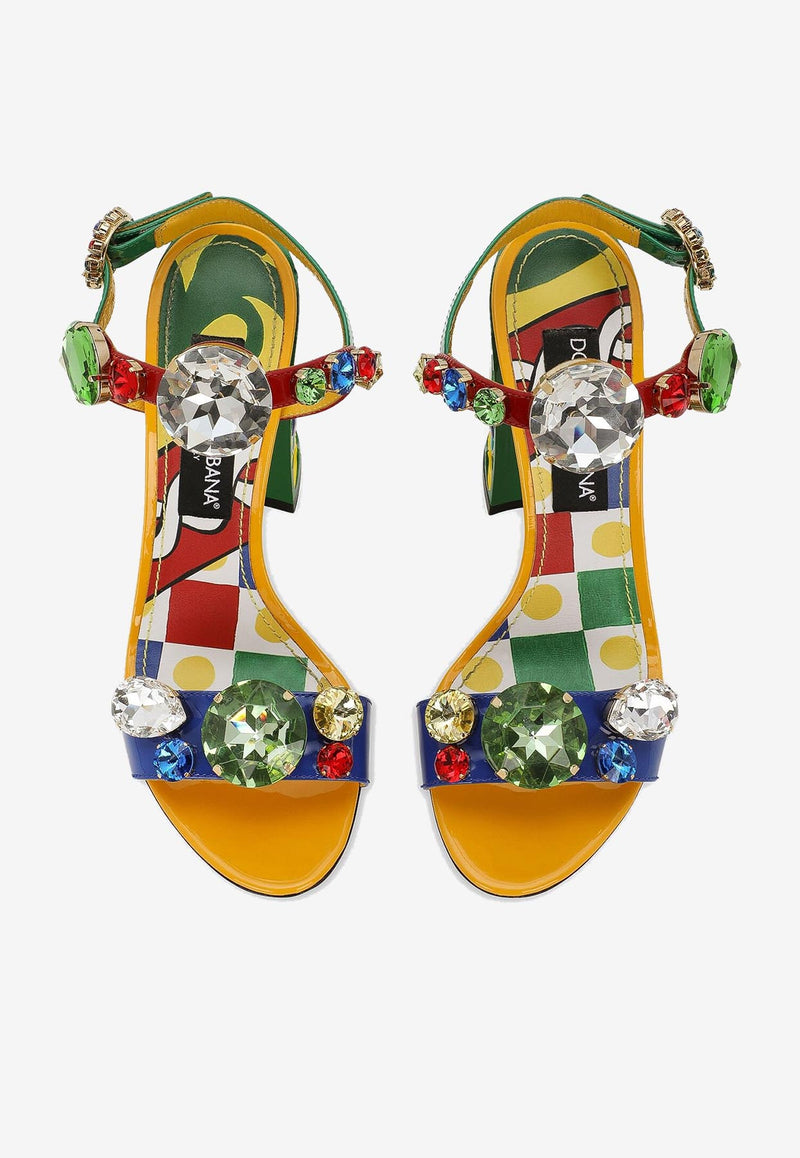 Dolce 
Gabbana Keira 105 Patent Leather Sandals with Gemstone Embellishments Multicolor CR1354 AN252 80995