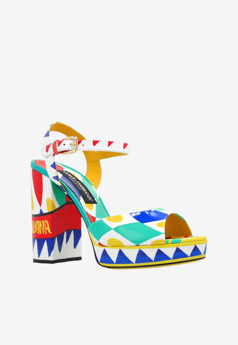 Dolce 
Gabbana Keira 105 Carretto Print Platform Sandals Multicolor CR1402 AI412 HH4KX