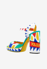 Dolce 
Gabbana Keira 105 Carretto Print Platform Sandals Multicolor CR1402 AI412 HH4KX