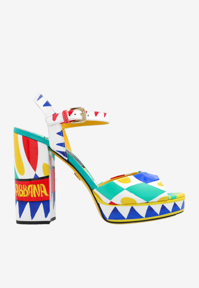 Dolce 
Gabbana Keira 105 Carretto Print Platform Sandals Multicolor CR1402 AI412 HH4KX