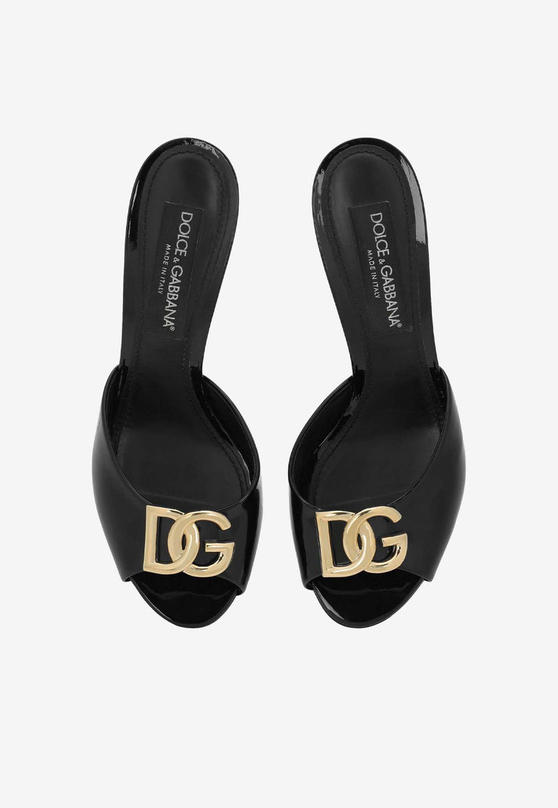 Dolce 
Gabbana 85 Logo Plaque Patent Leather Sandals CR1484 A1471 80999 Black