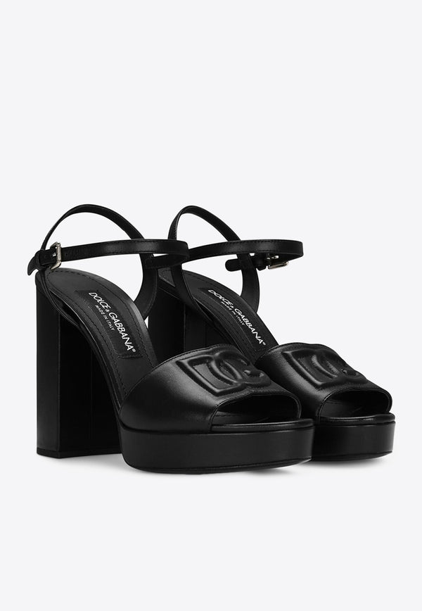 Dolce 
Gabbana Keira 85 Calf Leather Platform Sandals Black CR1586 AW576 80999