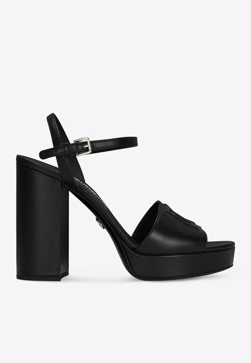 Dolce 
Gabbana Keira 85 Calf Leather Platform Sandals Black CR1586 AW576 80999