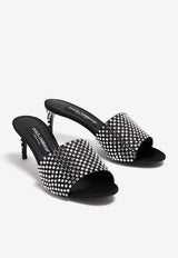 Dolce 
Gabbana 65 Rhinestone-Embellished Satin Mules CR1607 AQ520 8S488 Black