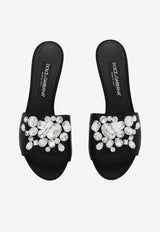 Dolce 
Gabbana 60 Crystal-Embellished Satin Mules CR1608 AQ521 8S488 Black