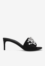 Dolce 
Gabbana 60 Crystal-Embellished Satin Mules CR1608 AQ521 8S488 Black