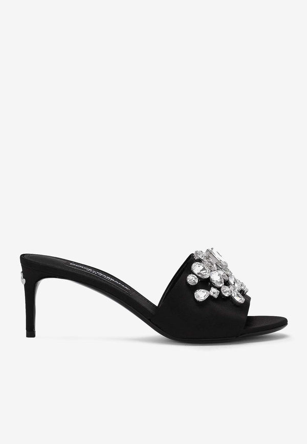 Dolce 
Gabbana 60 Crystal-Embellished Satin Mules CR1608 AQ521 8S488 Black