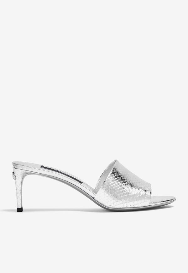 Dolce 
Gabbana 70 Crocodile-Effect Leather Mules CR1609 A2F48 80998 Silver