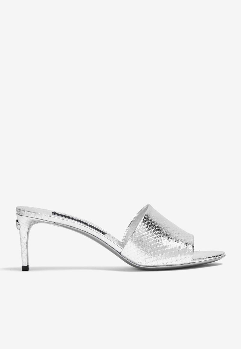 Dolce 
Gabbana 70 Crocodile-Effect Leather Mules CR1609 A2F48 80998 Silver