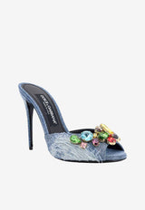 Dolce 
Gabbana 105 Crystal-Embellished Denim Mules CR1661 AR142 8C609 Denim