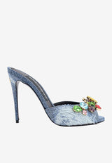 Dolce 
Gabbana 105 Crystal-Embellished Denim Mules CR1661 AR142 8C609 Denim