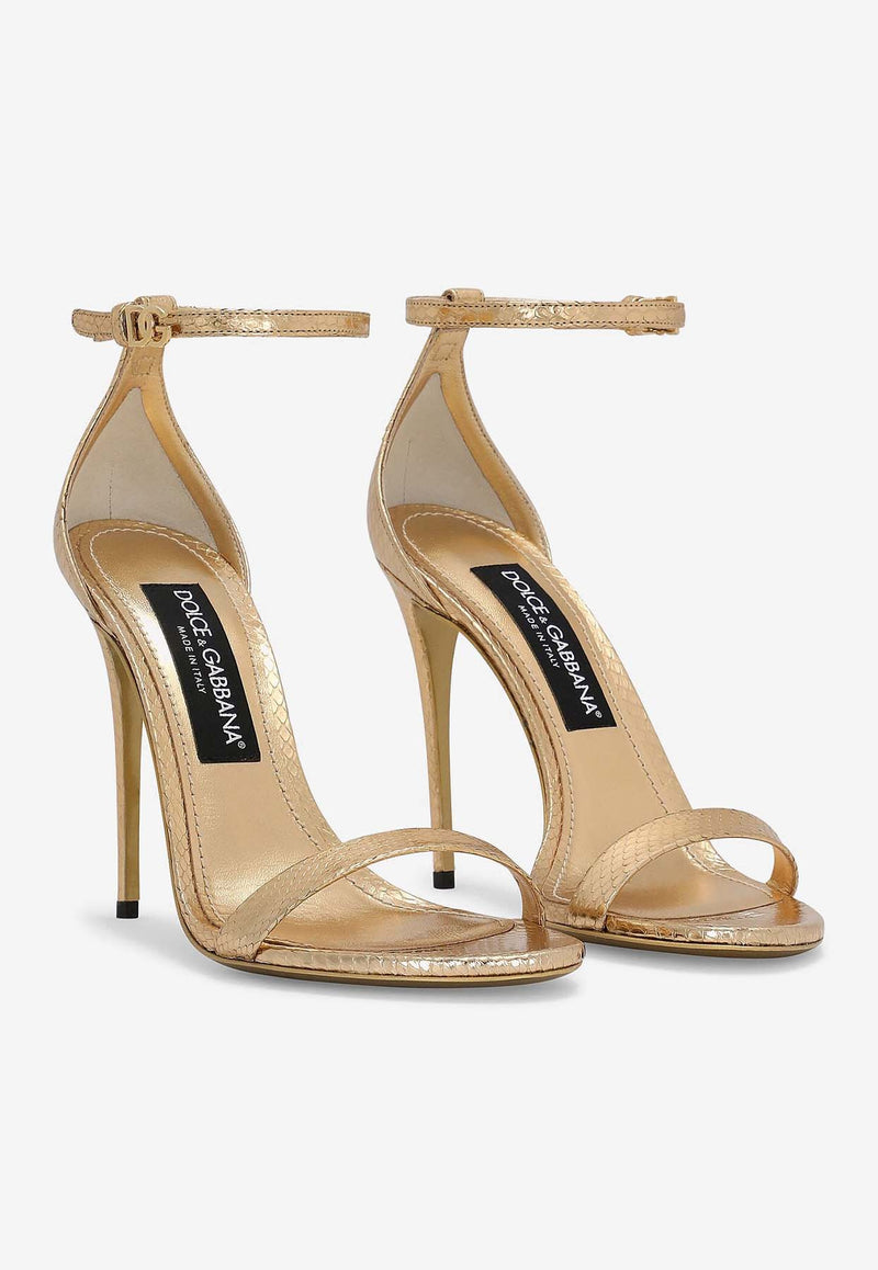 Dolce 
Gabbana Keira 105 Python Leather Sandals CR1717 A2F48 87503 Gold