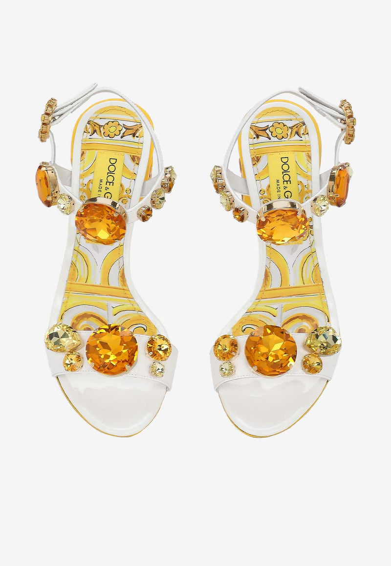 Dolce 
Gabbana Keira 60 Stone Embellished Sandals in Patent Leather CR1733 AT848 8V135 Multicolor