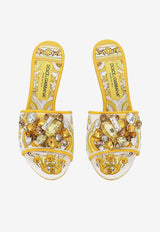 Dolce 
Gabbana Keira 60 Majolica Print Crystal Embellished Mules CR1744 AB826 HG3OB Yellow