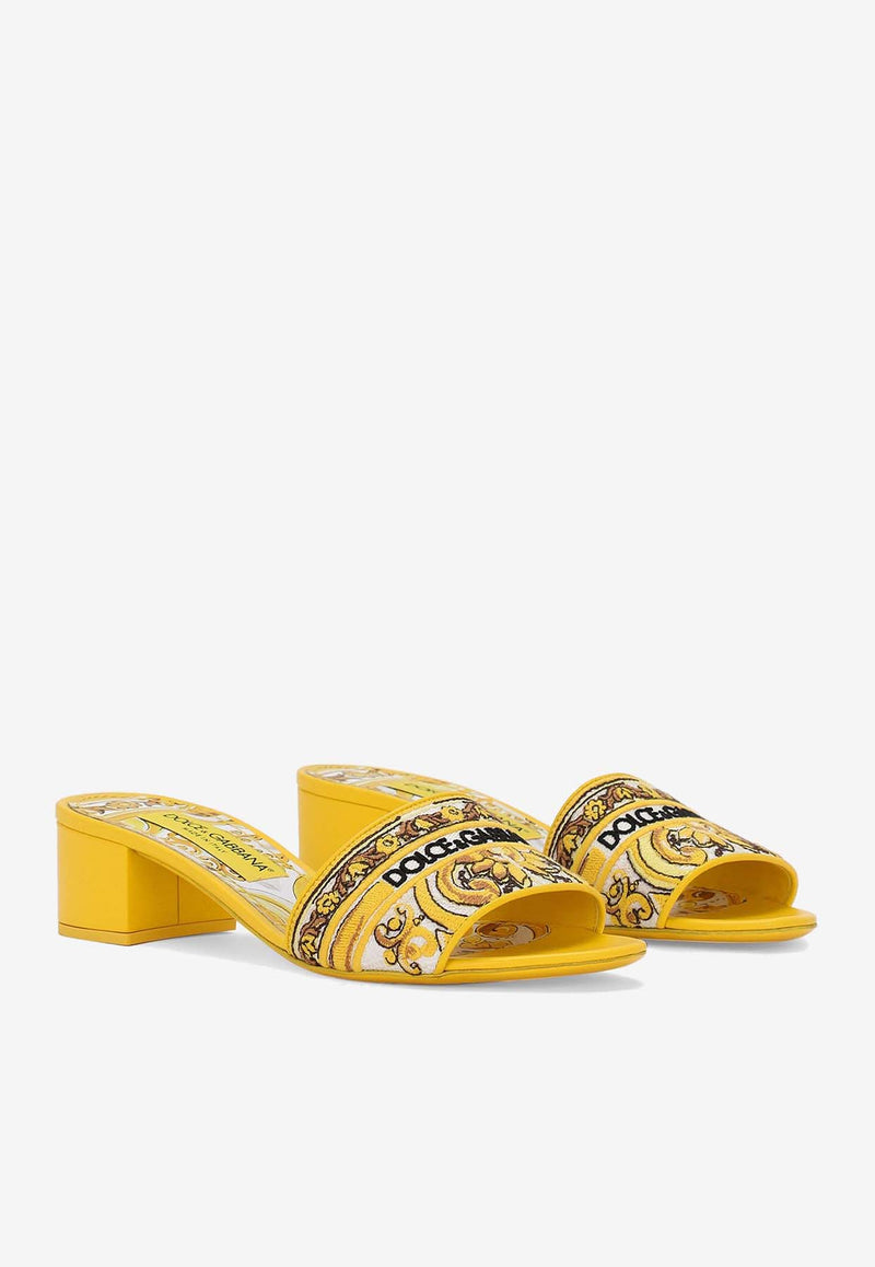 Dolce 
Gabbana Karol 40 Majolica Embroidery Sandals CR1748 AV804 8Q728 Yellow