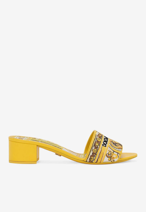 Dolce 
Gabbana Karol 40 Majolica Embroidery Sandals CR1748 AV804 8Q728 Yellow