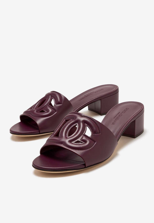 Dolce 
Gabbana Bianca 40 DG Millennials Calf Leather Mules Burgundy CR1755 AY329 80343