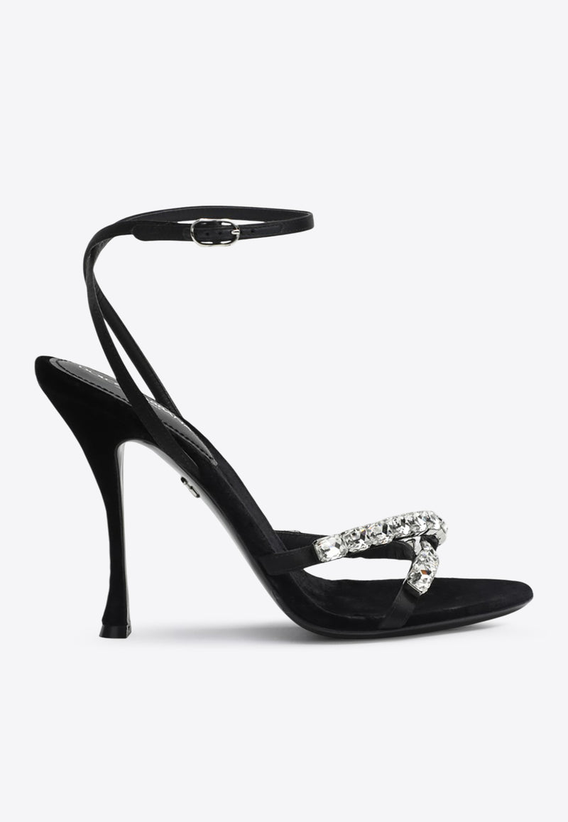 Dolce 
Gabbana Keira 105 Satin Sandals with Gemstone Embellishments Black CR1821A6I68/Q_DOLCE-8S488