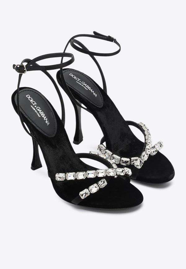 Dolce 
Gabbana Keira 105 Satin Sandals with Gemstone Embellishments Black CR1821A6I68/Q_DOLCE-8S488