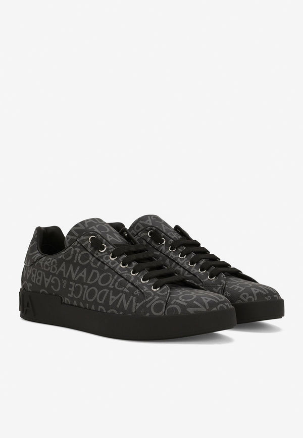 Dolce 
Gabbana Logo Jacquard Low-Top Sneakers Black CS1772 AN237 8B969