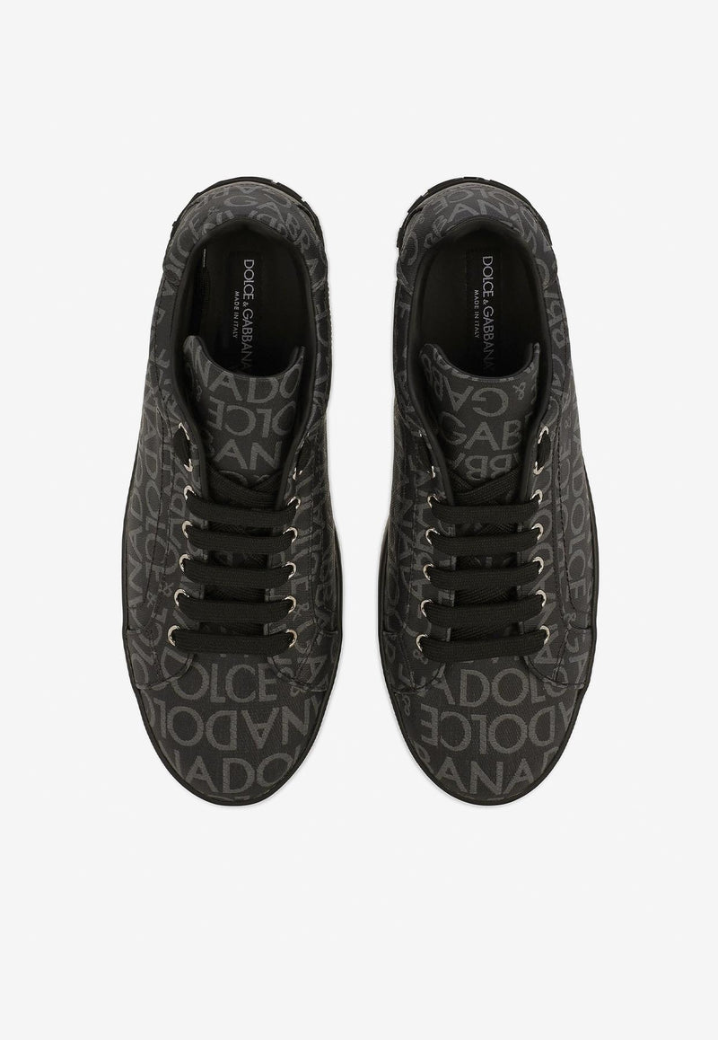 Dolce 
Gabbana Logo Jacquard Low-Top Sneakers Black CS1772 AN237 8B969