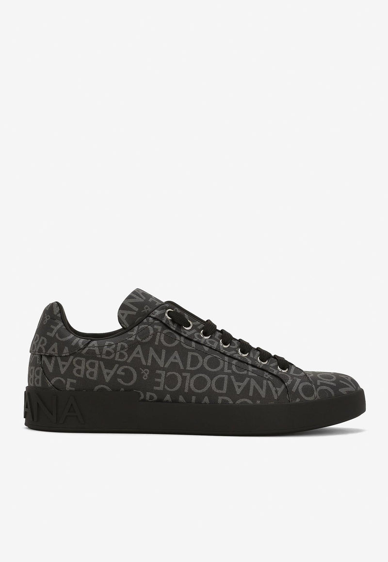 Dolce 
Gabbana Logo Jacquard Low-Top Sneakers Black CS1772 AN237 8B969