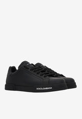 Dolce 
Gabbana Logo Low-Top Sneakers in Calfskin Black CS2213 AA335 8B956