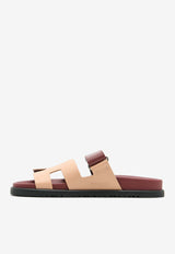 Hermès Chypre Sandals in Beige Perlino and Rouge H Calfskin CSBPRHCHER