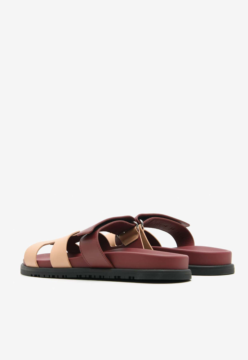 Hermès Chypre Sandals in Beige Perlino and Rouge H Calfskin CSBPRHCHER