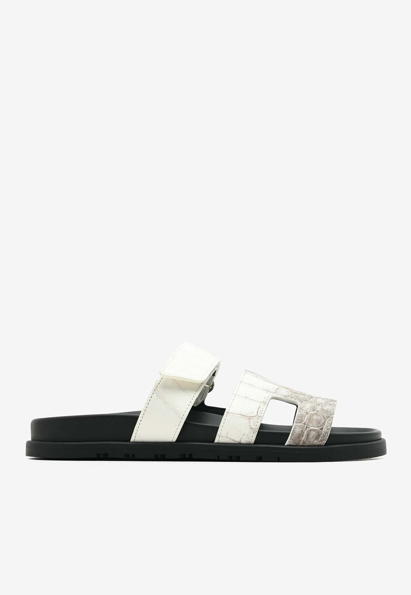 Hermès Chypre Sandals in Himalaya Blanc Niloticus Crocodile CSHBNCHER