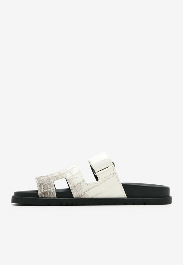 Hermès Chypre Sandals in Himalaya Blanc Niloticus Crocodile CSHBNCHER