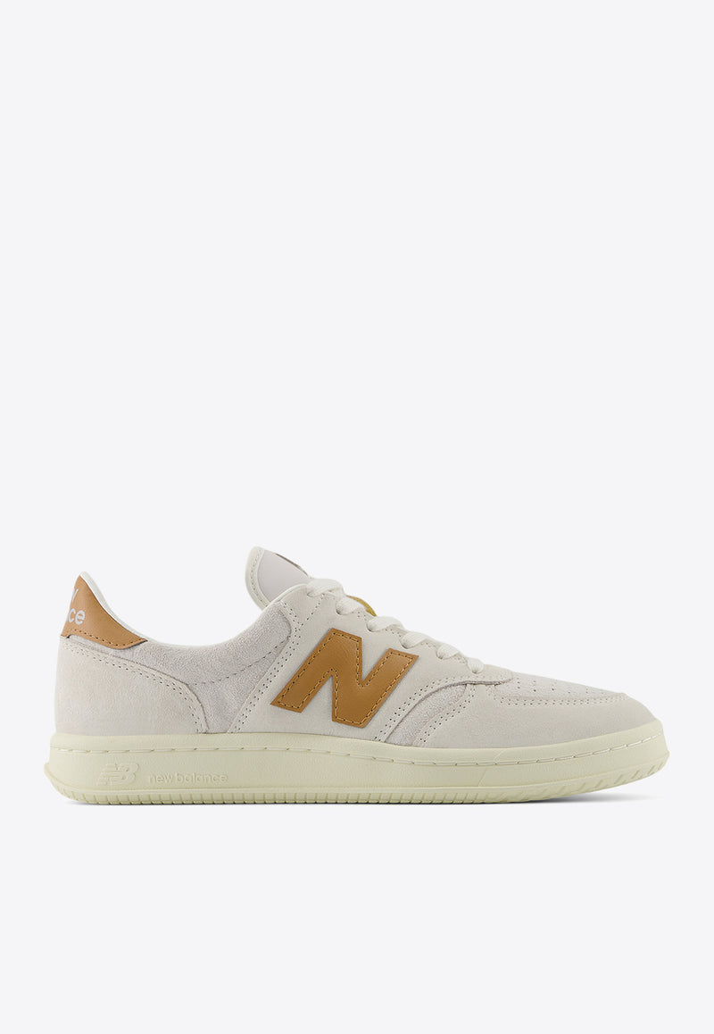 New Balance T500 Low-Top Sneakers in White with Brown White CT500CA