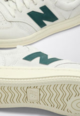 New Balance T500 Low-Top Sneakers in Sea Salt with Marsh Green and Angora CT500CG