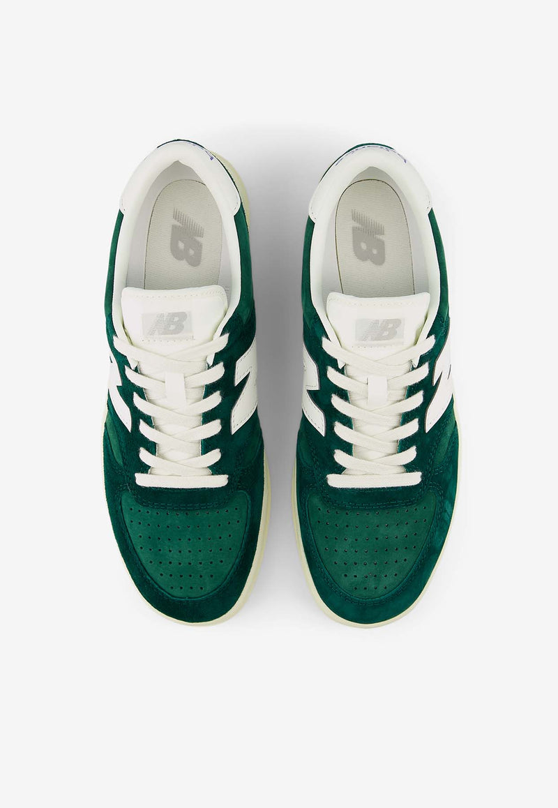 New Balance T500 Low-Top Sneakers in Marsh Green with Angora and Sea Salt CT500CH