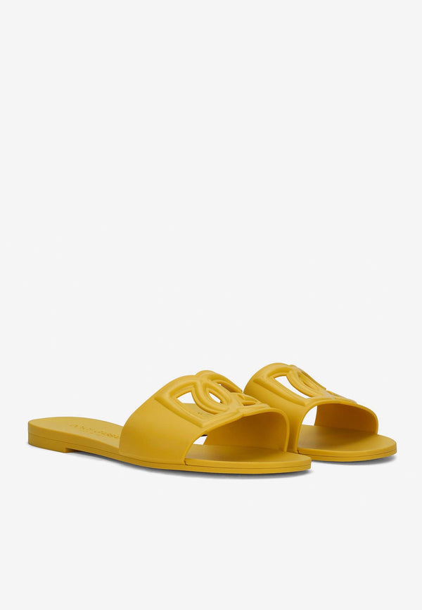 Dolce 
Gabbana DG Logo Rubber Slides Yellow CW2215 AN994 80204