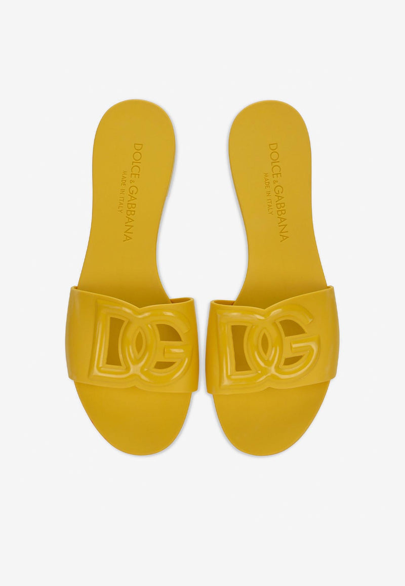 Dolce 
Gabbana DG Logo Rubber Slides Yellow CW2215 AN994 80204