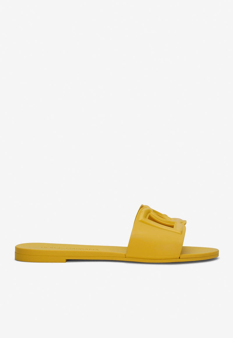 Dolce 
Gabbana DG Logo Rubber Slides Yellow CW2215 AN994 80204