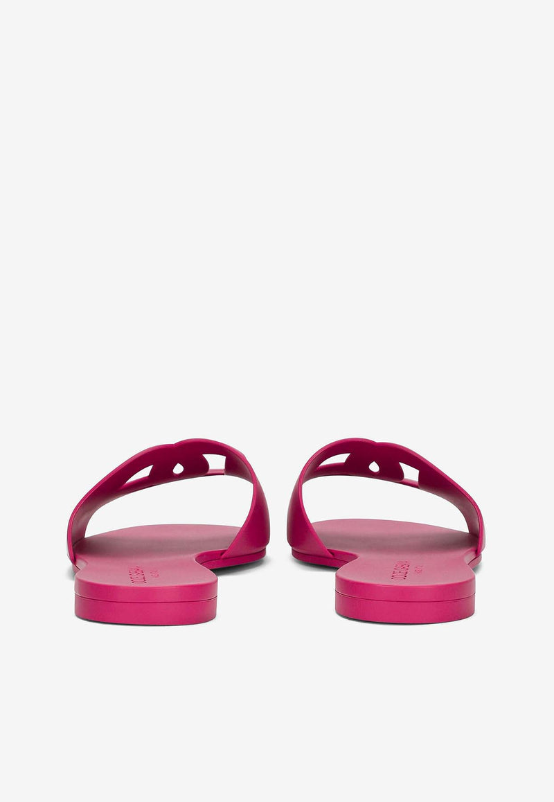 Dolce 
Gabbana DG Logo Rubber Slides CW2215 AN994 80422 Fuchsia