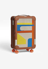 Rolling Mobility Suitcase in Hermès Pacific Print H Plume Canvas and Taurillon Regate leather