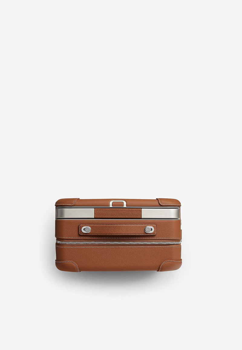 Rolling Mobility Suitcase in Hermès Pacific Print H Plume Canvas and Taurillon Regate leather