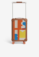 Rolling Mobility Suitcase in Hermès Pacific Print H Plume Canvas and Taurillon Regate leather