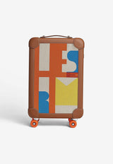 Rolling Mobility Suitcase in Hermès Pacific Print H Plume Canvas and Taurillon Regate leather