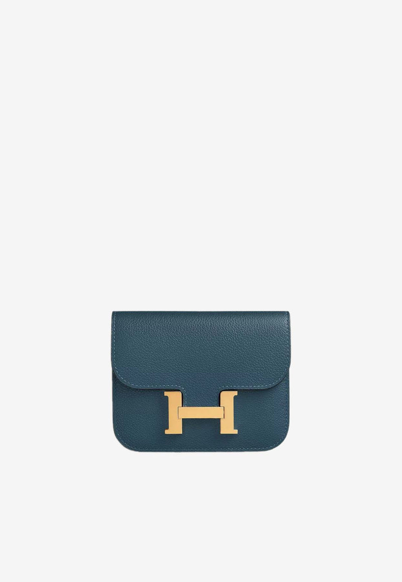 Hermès Constance Slim Wallet in Bleu de Prusse Evercolor with Gold Hardware