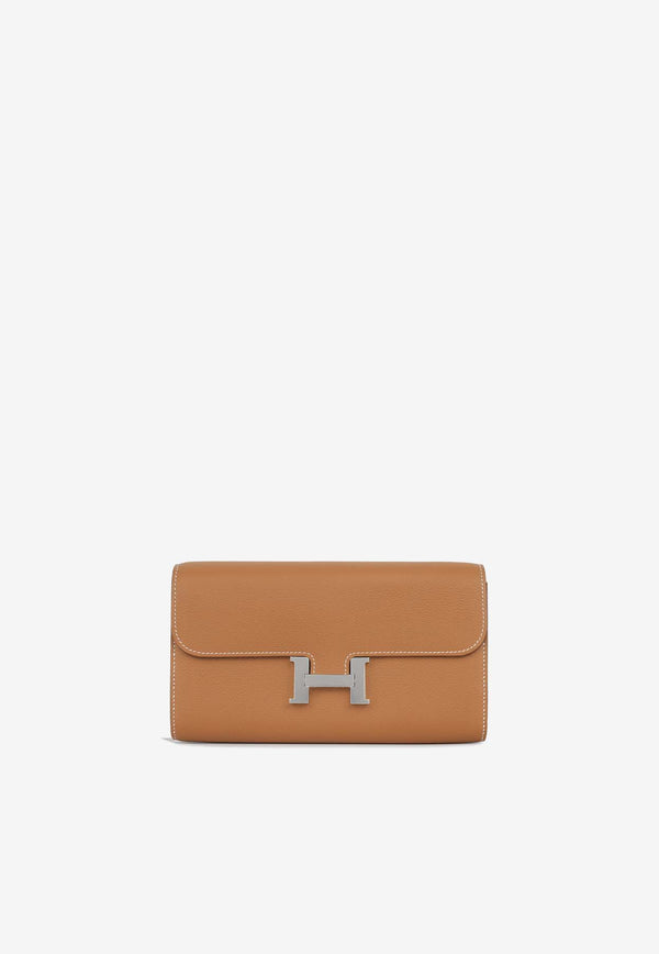 Hermès Constance To Go Wallet Cavale in Gold Evercolour with Palladium Hardware