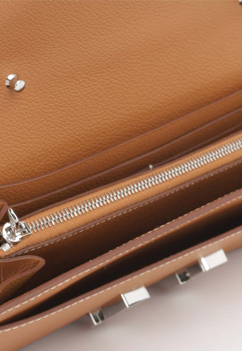 Hermès Constance To Go Wallet Cavale in Gold Evercolour with Palladium Hardware