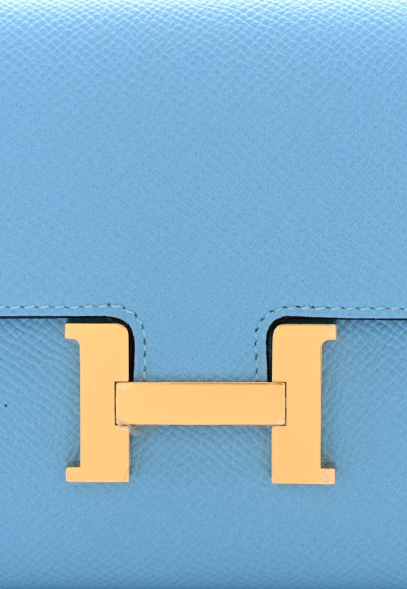 Hermès Constance To Go Wallet in Celeste Epsom with Gold Hardware