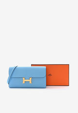 Hermès Constance To Go Wallet in Celeste Epsom with Gold Hardware