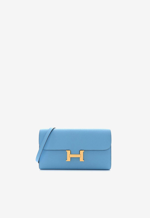 Hermès Constance To Go Wallet in Celeste Epsom with Gold Hardware