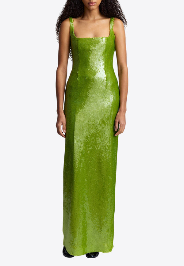 16ARLINGTON Electra Sequin-Embellished Maxi Dress D-427-PW24GREEN